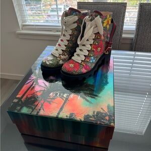 Gucci Floral Lace-Up Boots
